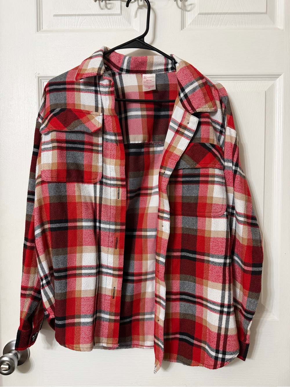 No Boundaries Red Plaid Button-Down Flannel Shirt